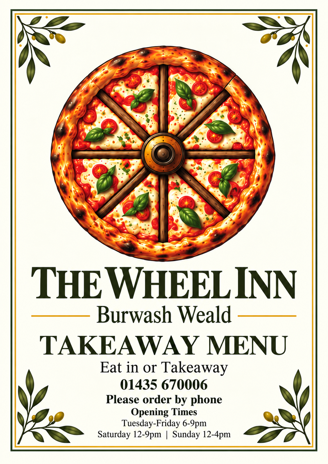The Wheel Inn Takeaway Menu
